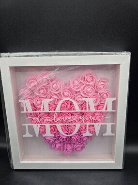 NIB Mom We Love You Flower Shadow Box 3D Rose Frame Gift Decor